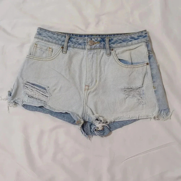 PacSun Two-Tone High Rise Denim Short, Color Blue Size 25 - Picture 1 of 14